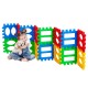 Colorful 32-piece waffle block set for kids, promoting creativity and imagination, ideal for building forts and castles.