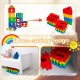 Colorful 32-piece big waffle block set for kids, featuring a space-saving design for easy storage and creative play.