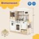 Kids kitchen playset in white with LED lights, removable bins, and storage, perfect for imaginative play and skill.