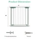 30-32.5 inch wide safety gate with 30 inch height, featuring pressure mounting for quick setup and rust-proof materials.