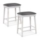 Set of 2 backless 24-inch bar stools with padded seats and durable rubber wood legs, perfect for kitchen or dining.