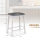 24-inch bar stool with padded seat, wood legs, and antiqued surface, perfect for kitchen or dining room use.