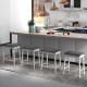 Set of 2 backless 24-inch bar stools with padded seat cushions and durable rubber wood legs, ideal for kitchen or.