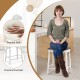 24-inch bar stool with padded seat and wood legs, featuring a backless design for easy storage in dining or bar.