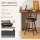 24-inch swivel bar stool with soft cushion and elegant hollow backrest, ideal for kitchen or dining room use.