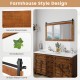 Rectangle barn door style wall-mounted mirror with solid wood frame and metal bracket, ideal for farmhouse decor.