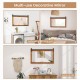 Rectangle barn door style wall mounted mirror with solid wood frame, ideal for bathrooms, living rooms, and entryways.