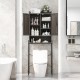 Over the toilet storage cabinet featuring a gray finish, magnetic door catches, and a farmhouse design for stylish.