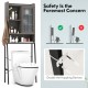 Over the toilet storage cabinet in gray with sliding acrylic door, adjustable shelves, and anti-toppling devices for.