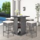 Outdoor wicker bar table set with hidden storage, soft cushions, and ergonomic footrest for backyard or patio use.