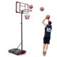 Height-adjustable basketball hoop stand, 5-6.8 feet, with stable base and ball storage, ideal for outdoor play.
