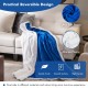 Reversible heated electric blanket throw in blue, featuring soft velvet and sherpa fleece for comfort and warmth.