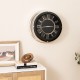 Silent wall clock with silver frame and decorative numbers, perfect for any room decor and easy to hang.
