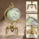 5-inch world globe with a golden finish triangle metal stand, ideal for educational use and indoor decor.