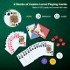 Two decks of durable, waterproof playing cards with poker chips, perfect for casino-level games and gatherings.