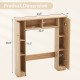 Over the toilet storage cabinet dimensions with 2 open compartments and 4 adjustable shelves in natural finish.