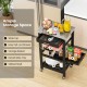 Kitchen island cart with stainless steel tabletop, pull-out drawer, and storage basket, ideal for kitchen organization.