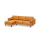 L-shaped brown sectional sofa with tufted air leather, accommodating 3-4 people, ideal for living room comfort.