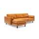 Side view of a brown 3-seat L-shaped sectional sofa with tufted air leather and bolster pillows, perfect for stylish.