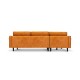 Back view of a brown 3-seat L-shaped sectional sofa with tufted air leather, ideal for living room seating.