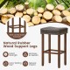 Saddle-shaped upholstered bar stool with natural rubber wood legs and footrests, perfect for dining rooms and cafes.