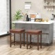 Set of 2 brown upholstered PU leather bar stools with rubber wood legs, perfect for kitchen islands and dining areas.