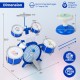 Kids drum set in blue with five detachable drums, cymbal, and sturdy stool for ages 3+, promoting musical skills and.