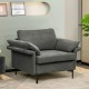 Gray modern fabric accent armchair with ergonomic cushions and metal legs, perfect for stylish and comfortable seating.