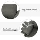 Cozy backrest cushion and comfortable armrests of the gray modern fabric accent armchair for ergonomic support.
