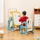Kids art easel with chair, multicolor, featuring a 3-level adjustable whiteboard for creative play and learning.
