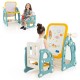 Kids art easel with adjustable whiteboard and ergonomic chair, designed for creativity and play in various settings.