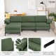 Extra large L-shaped sectional sofa in army green with reversible chaise, USB ports, and hidden storage for versatile.