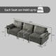 Large 3-seat sectional sofa with metal legs, measuring 30" deep, 21.5" high, and 10.5" wide, ideal for lounging.