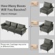 Large 3-seat sectional sofa in silver with metal legs, featuring USB ports, ships in 3 packages for easy assembly.