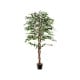 Tall artificial ficus tree with 1008 dense leaves and a solid wood trunk, perfect for home or office decor.