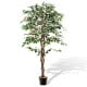 Tall artificial ficus tree with 1008 dense leaves and a solid wood trunk, perfect for indoor decoration and low.