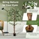 Tall artificial ficus tree with 1008 dense leaves and simulated dried moss, perfect for home or office decor.