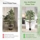 Tall artificial Ficus tree with 1008 leaves and solid wood trunk, perfect for indoor decor without sunlight or.