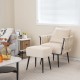 Modern Dutch velvet accent chair and ottoman set with weaved back, perfect for living room relaxation.