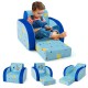 Convertible kids sofa in planet pattern, soft velvet fabric, transforms into chair, lounge bed, perfect for play and.