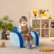 Kids sofa with planet pattern, convertible design for play and nap, soft velvet fabric, and raised armrests for safety.