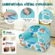 Kids armchair in blue with plush velvet cover and soft sponge filling, ideal for reading and play in children's rooms.