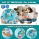Kid-sized blue armchair with plush velvet cover, ergonomic backrest, and soft sponge filling, perfect for kids' rooms.