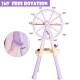 Kids height adjustable double side magnetic art easel in purple with 360-degree rotation and large accessory tray.