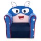 Kids sofa with armrest in blue featuring a cute character design, thick cushion, and solid wood construction for.