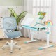 Swivel mesh children’s computer chair in blue with adjustable height, perfect for kids' study or bedroom use.