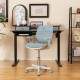 Swivel mesh children's computer chair in blue with adjustable height, designed for comfort and support in study spaces.