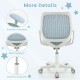 Children's swivel mesh computer chair in blue with adjustable height, curved backrest, and smooth armrests for comfort.