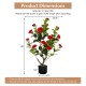 38-inch artificial camellia tree with red flowers in a cement pot, perfect for year-round decoration and easy.