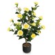38-inch artificial camellia tree with yellow flowers and durable PE trunk, perfect for year-round indoor decoration.